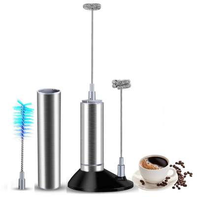 2 whisk egg beater handheld steel milk frother,electric milk frother coffee mixer, frother mixer with brush