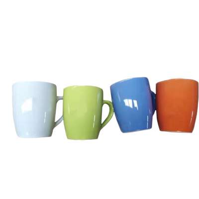 Wholesale 14oz solid colorful Stocked cheap porcelain water cups ceramic coffee tea mugs for restaurant household