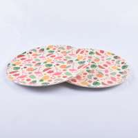 AYC factory price kids children bamboo fiber eating food round plate