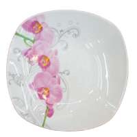 10.5" Square porcelain gold rimmed dinner plates