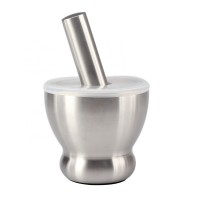 Mortar and Pestle Sets 18/8 Stainless Steel Pill Crusher Food Safe Spice Grinder Herb Bowl Pesto Powder